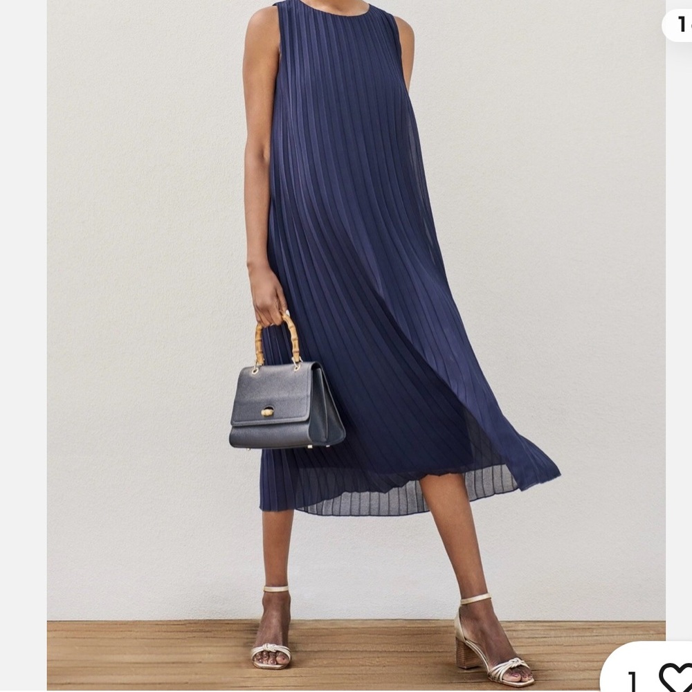 J. McLaughlin Deep Blue Pleated Midi Dress